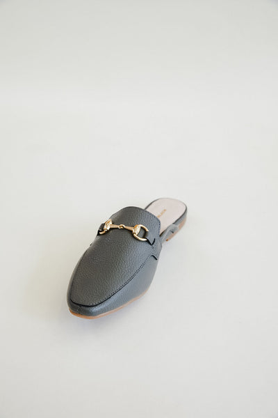 All Black | LL Loafer Slide Flats | Grey - Poppy and Stella