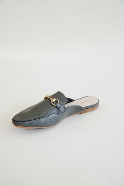 All Black | LL Loafer Slide Flats | Grey - Poppy and Stella
