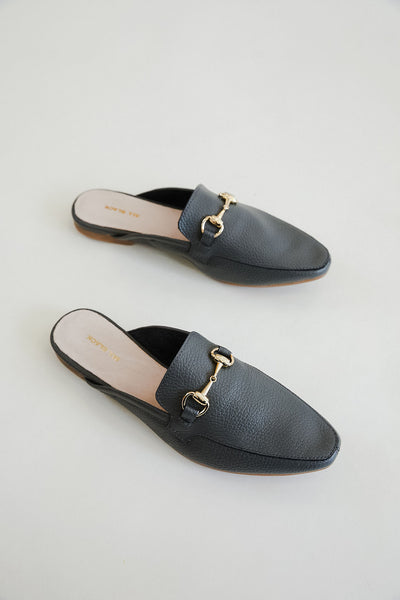 All Black | LL Loafer Slide Flats | Grey - Poppy and Stella