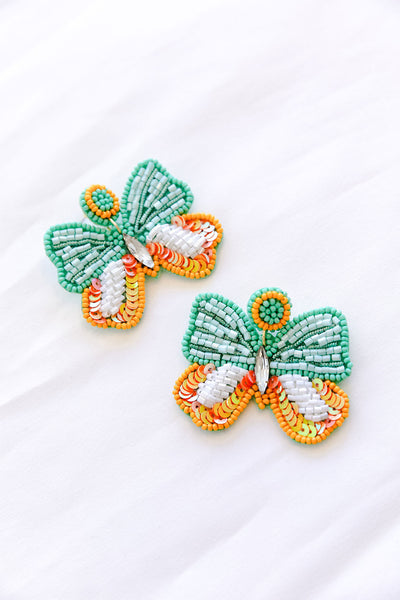 Vibrant Butterfly Beaded Statement Earrings