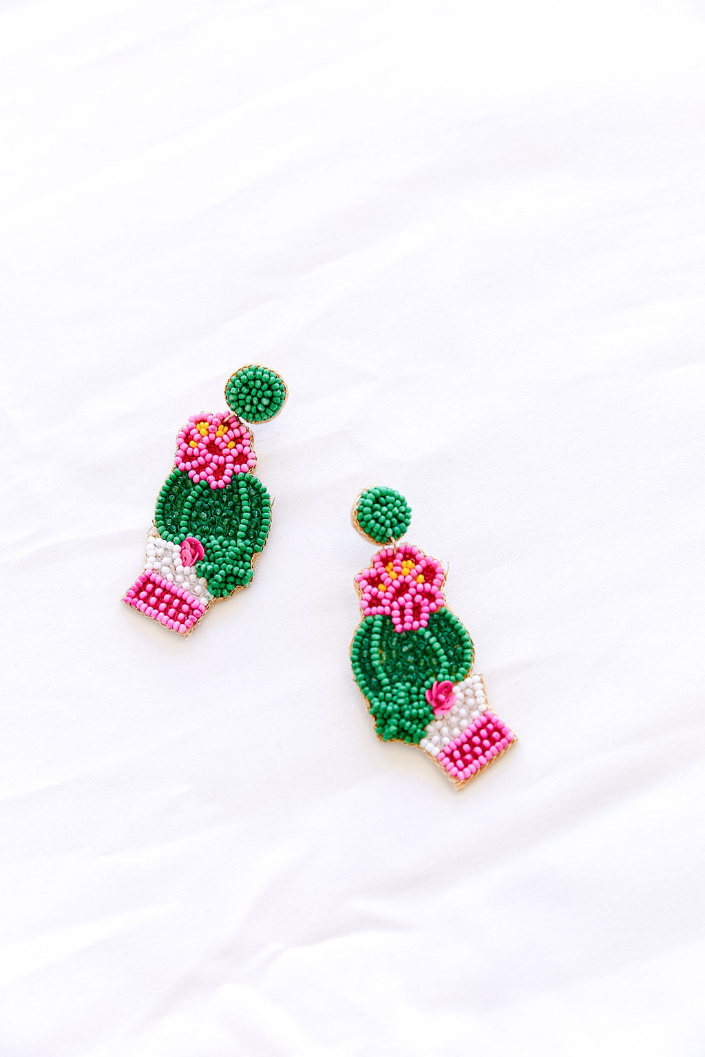 Blooming Cactus Beaded Statement Earrings - Poppy and Stella