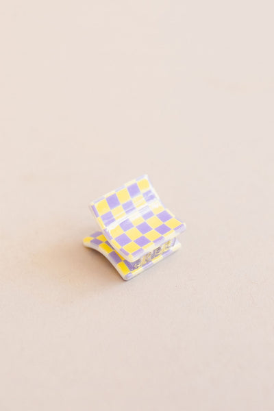 Checkered Mini Square Claw Clips | Assorted - Poppy and Stella