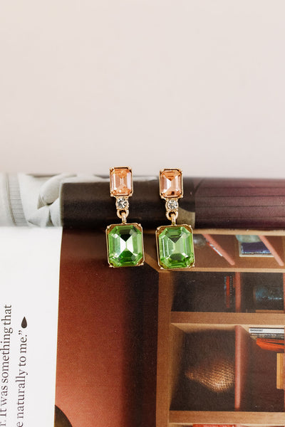 Small Emerald Cut Drop Earrings | Assorted - Poppy and Stella