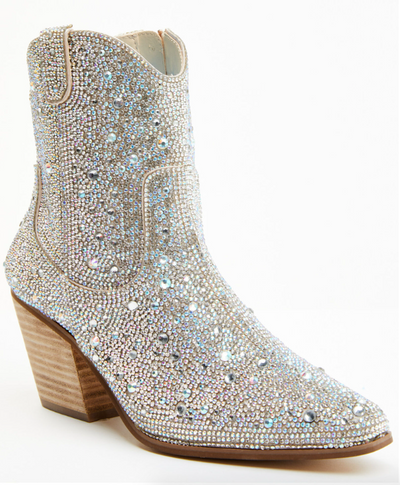 Matisse | Harlow Western Ankle Boot | Clear Rhinestone - Poppy and Stella
