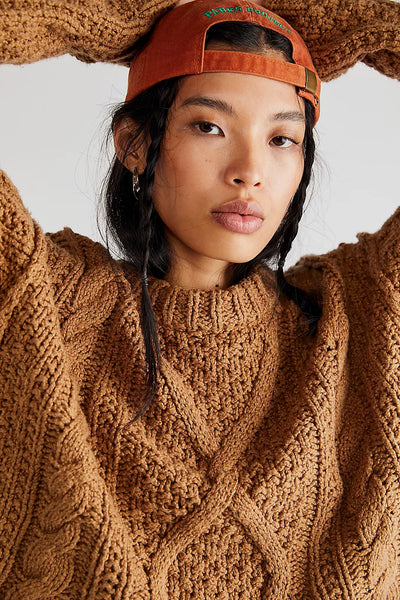 Free People | Cutting Edge Cable Pullover | Camel - Poppy and Stella