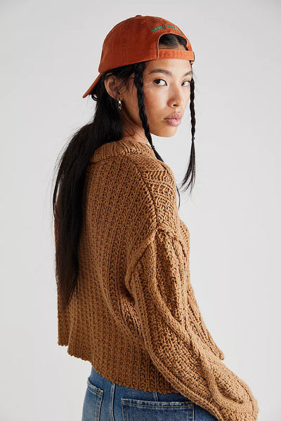 Free People | Cutting Edge Cable Pullover | Camel - Poppy and Stella