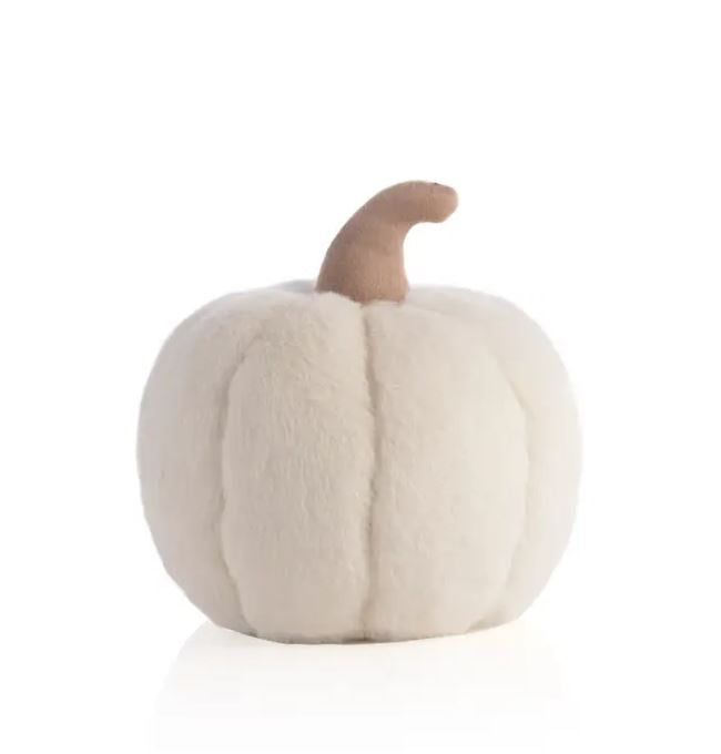 Small Faux Fur Pumpkin Pillow | Ivory - Poppy and Stella