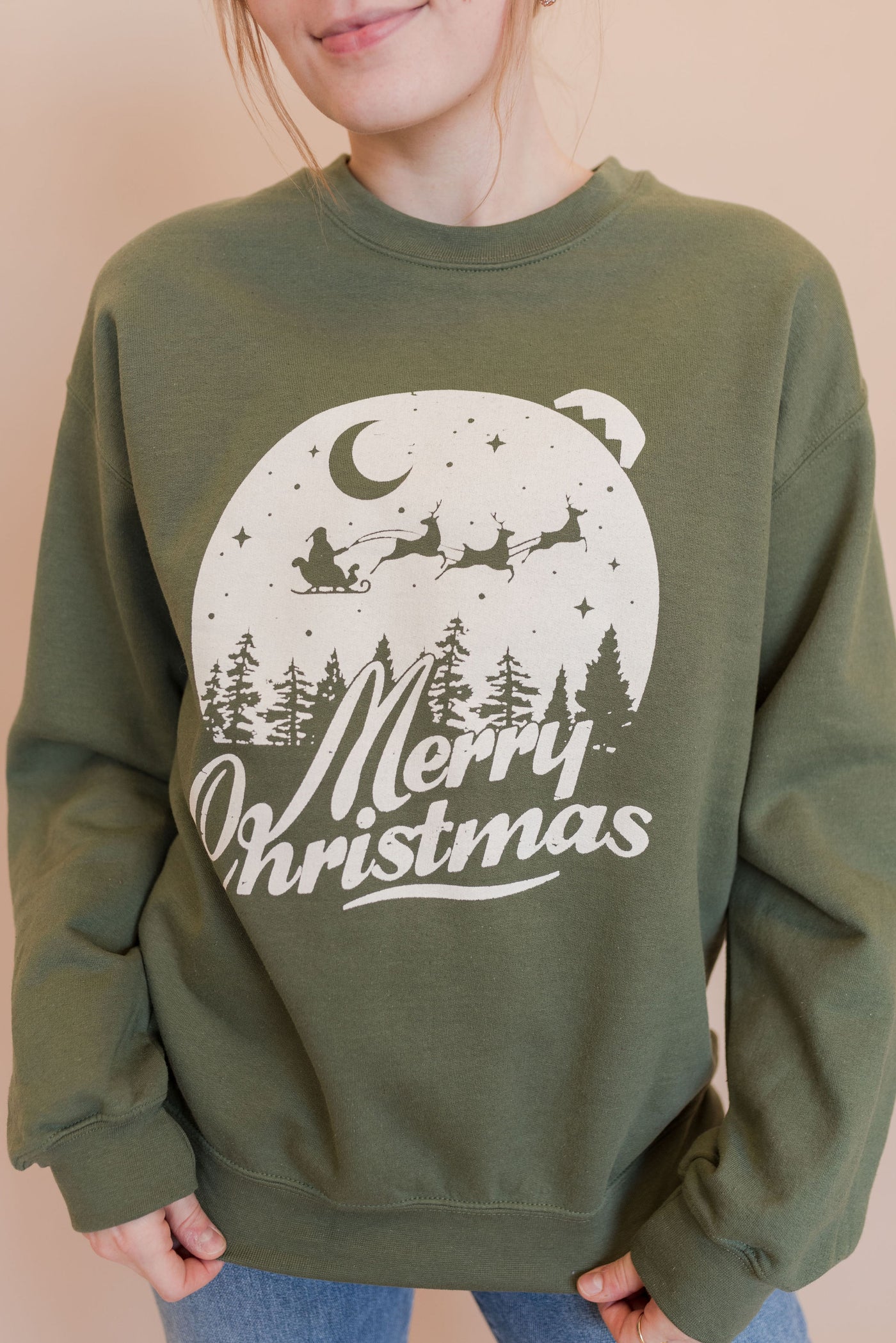 Merry Christmas Sweatshirt | Green - Poppy and Stella