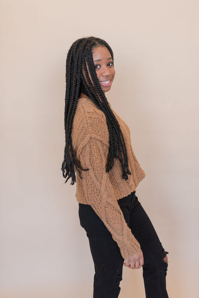 Free People | Cutting Edge Cable Pullover | Camel - Poppy and Stella