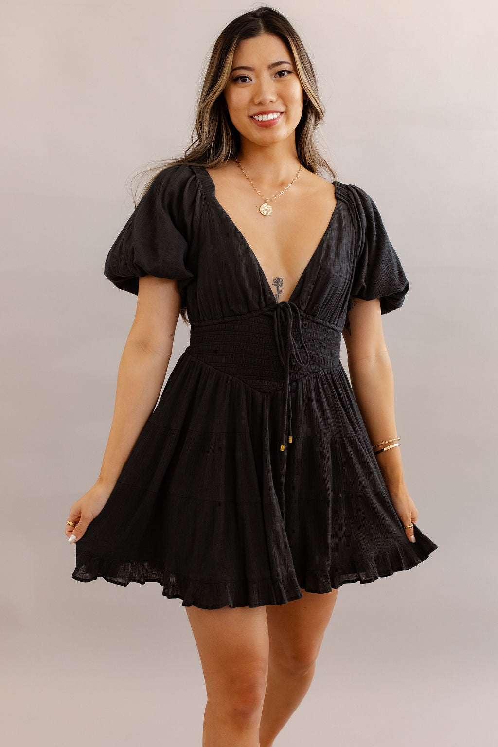 Free People | Perfect Day Mini Dress | Washed Black