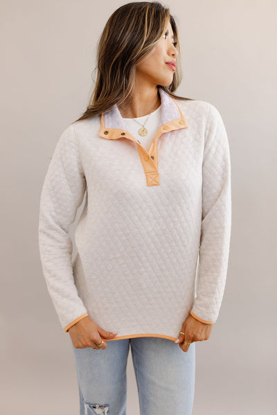 Marine Layer | Corbet Reversible Pullover | Coral/Oatmeal - Poppy and Stella
