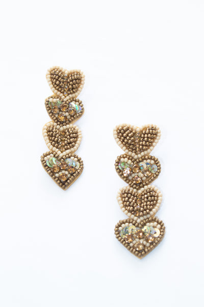 String of Hearts Beaded Earrings