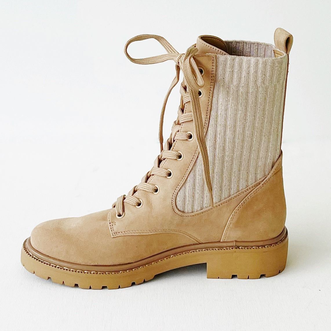 Sam Edelman | Lydell Combat Boot | Sesame Suede - Poppy and Stella