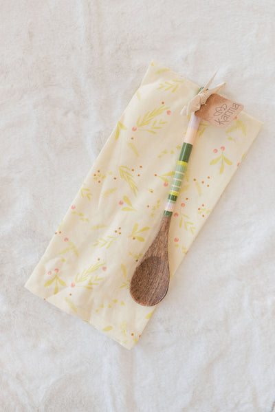 Mistletoe Teal Towel with Wood Spoon - Poppy and Stella