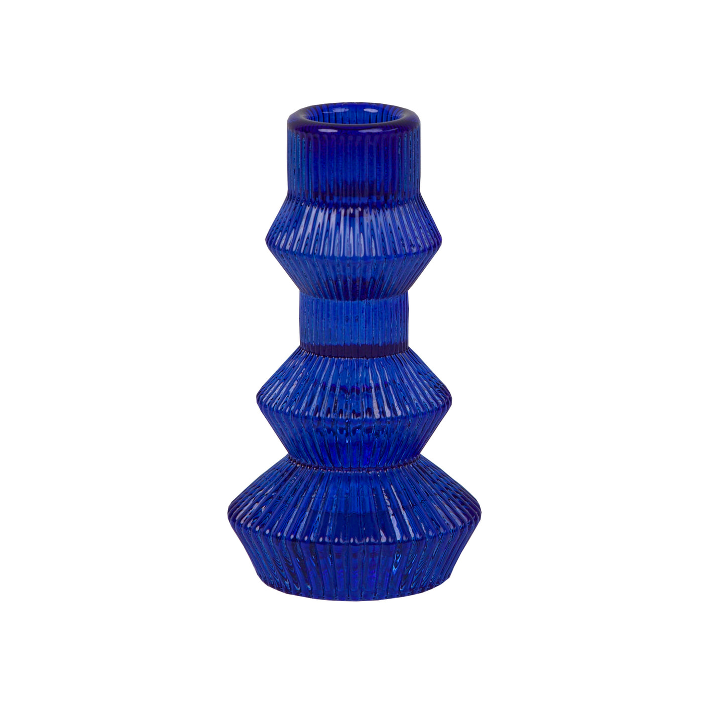 Ribbed Tiered Candle Holder | Cobalt Blue - Poppy and Stella
