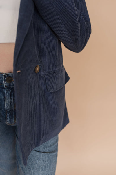 Cienna Oversized Corduroy Blazer | Blue - Poppy and Stella