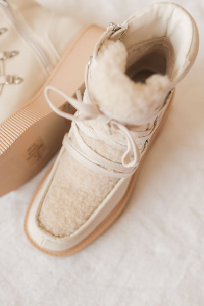 Dolce Vita | Jasmin Lace Up Boots | Ivory Stella - Poppy and Stella