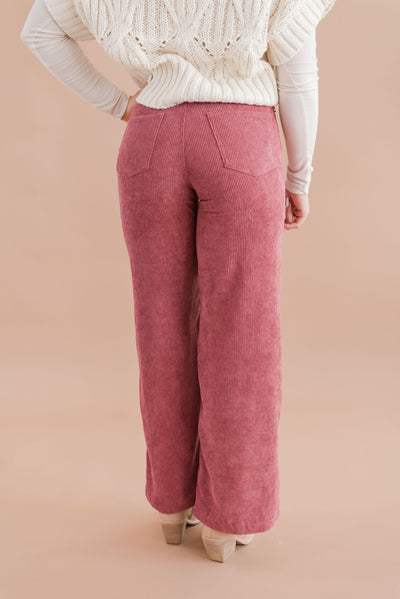 Melody Wide Leg Corduroy Pant | Dusty Rose - Poppy and Stella