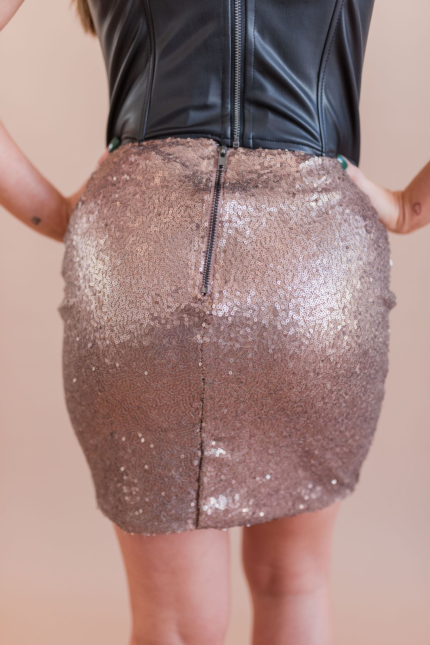 Chantelle Sequin Mini Skirt | Bronze - Poppy and Stella