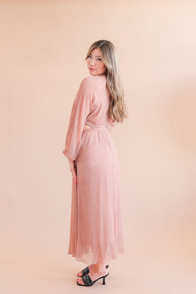 Moon River | Emma Tiered Balloon Sleeve Cutout Shirred Maxi Dress | Pink - Poppy and Stella