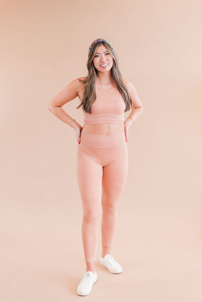 Tyler Seamless Ribbed Leggings | Peach - Poppy and Stella