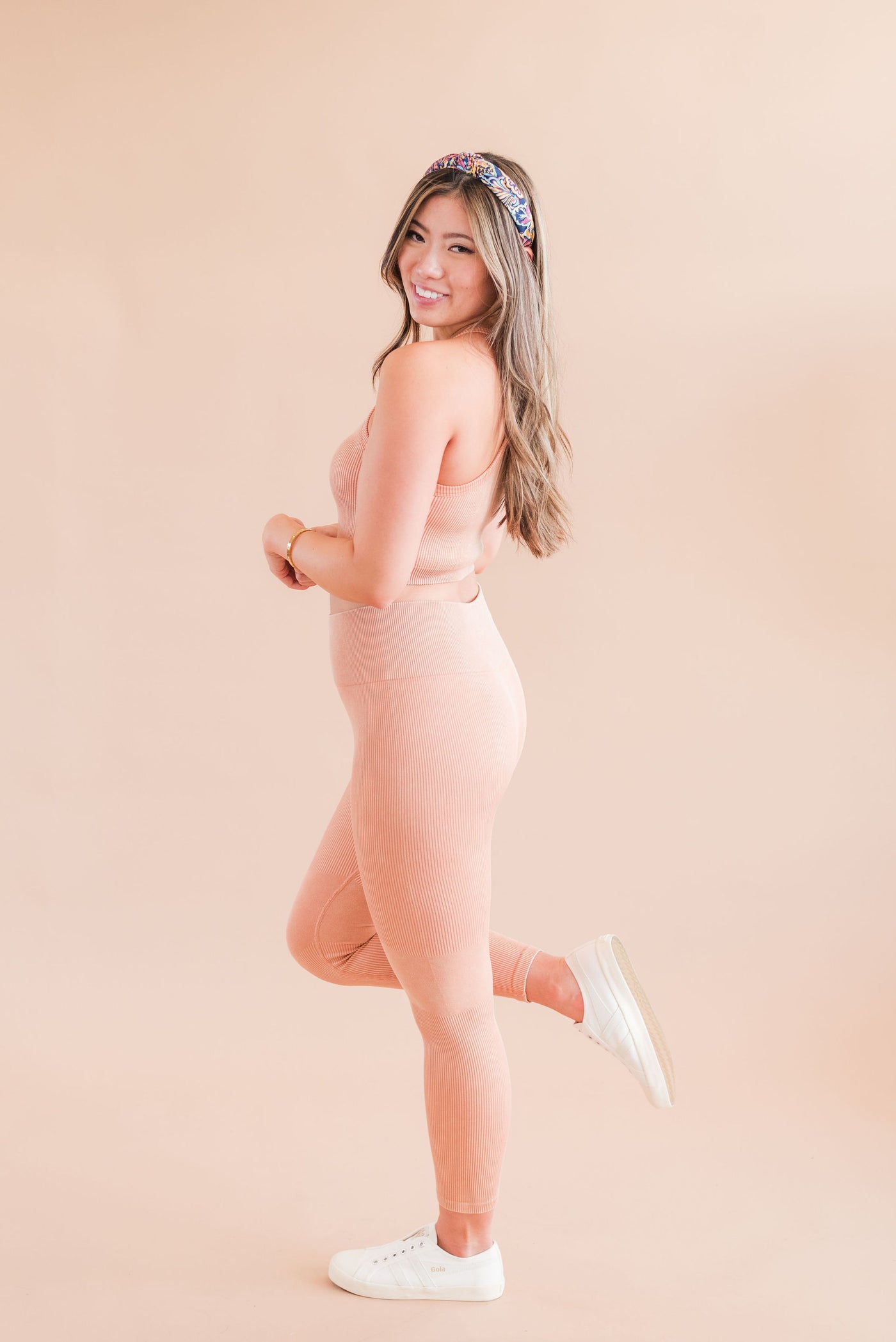 Tyler Seamless Ribbed Leggings | Peach - Poppy and Stella
