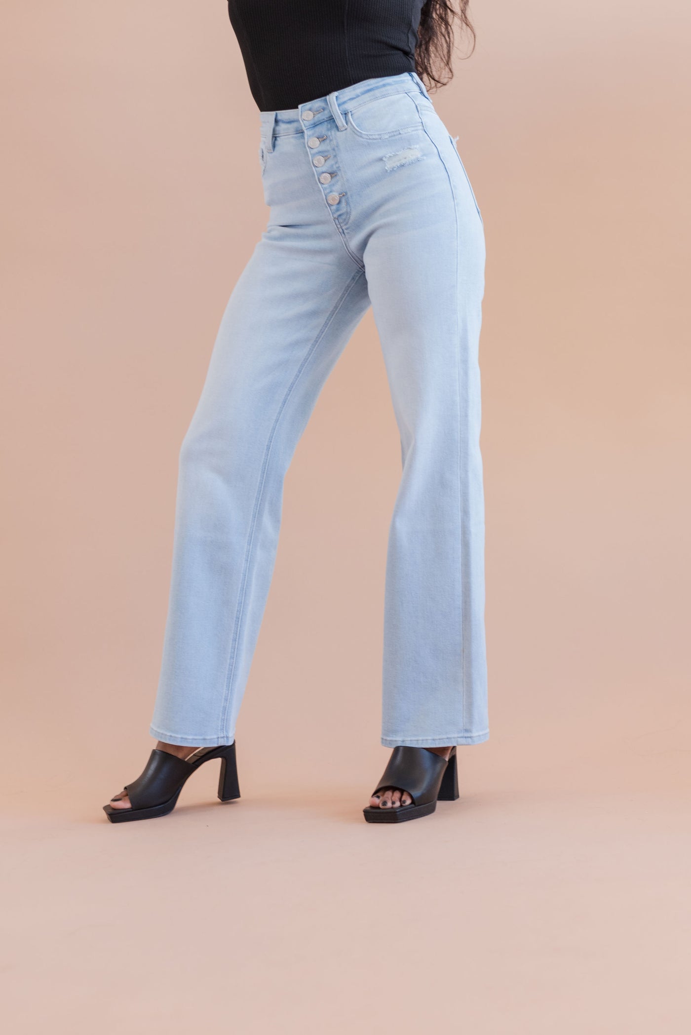 Katy High Rise 90's Wide Leg Button Up Jean