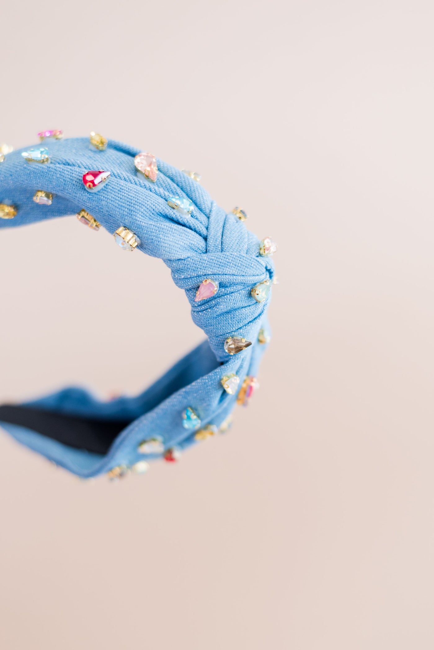 Leah Jewel Embellished Top-Knot Headband | Chambray