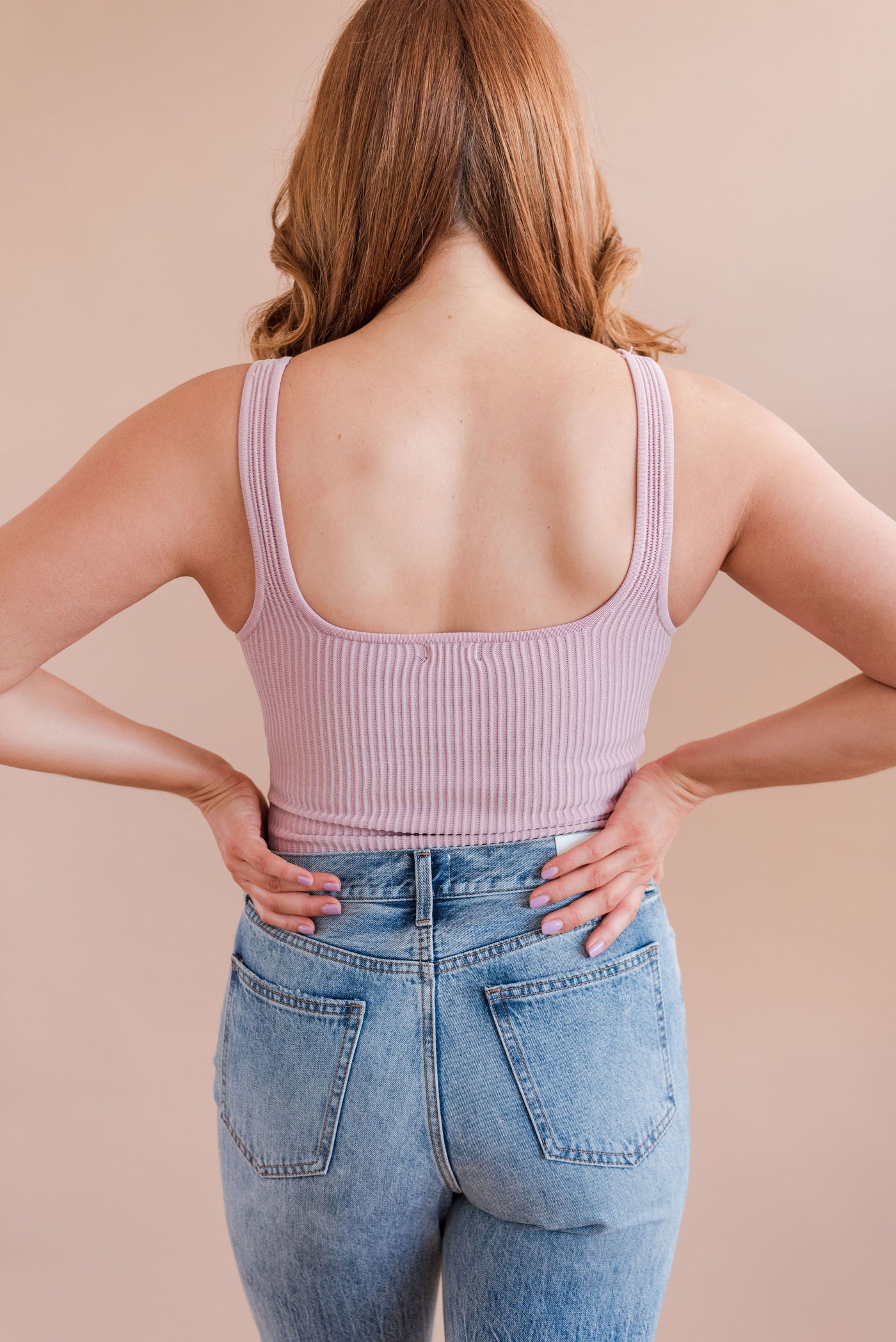 Jewel Ribbed Tank Bodysuit | Blush - Poppy and Stella