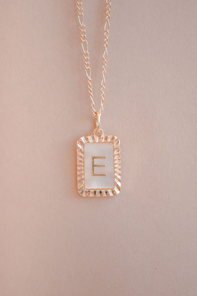 Art Deco Initial Necklace | Pearl & Gold - Poppy and Stella