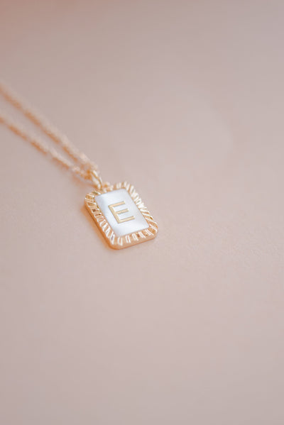 Art Deco Initial Necklace | Pearl & Gold - Poppy and Stella
