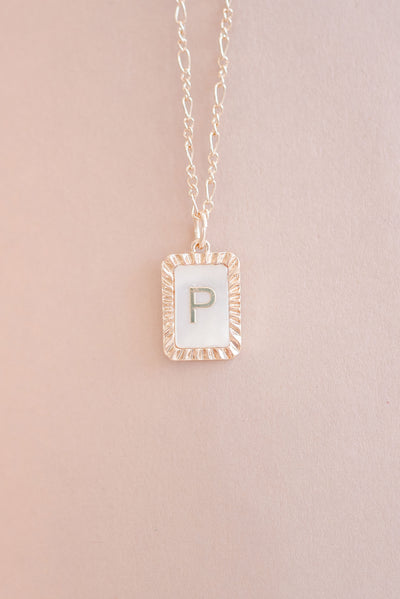 Art Deco Initial Necklace | Pearl & Gold - Poppy and Stella