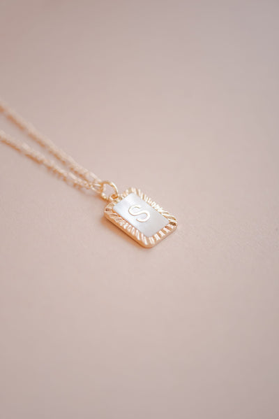Art Deco Initial Necklace | Pearl & Gold - Poppy and Stella