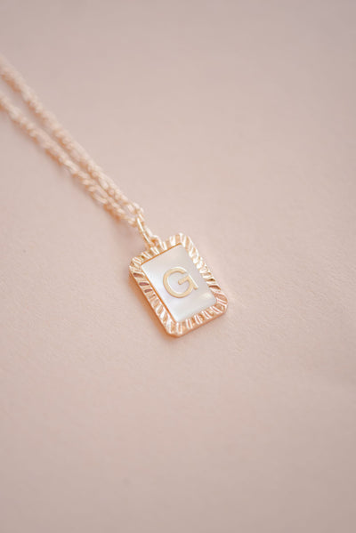 Art Deco Initial Necklace | Pearl & Gold - Poppy and Stella