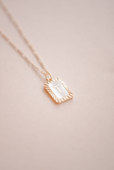 Art Deco Initial Necklace | Pearl & Gold - Poppy and Stella