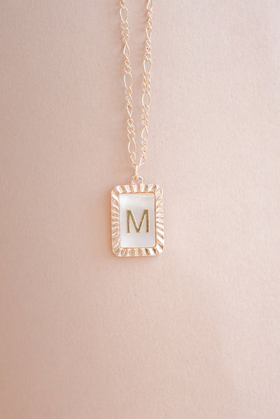 Art Deco Initial Necklace | Pearl & Gold - Poppy and Stella