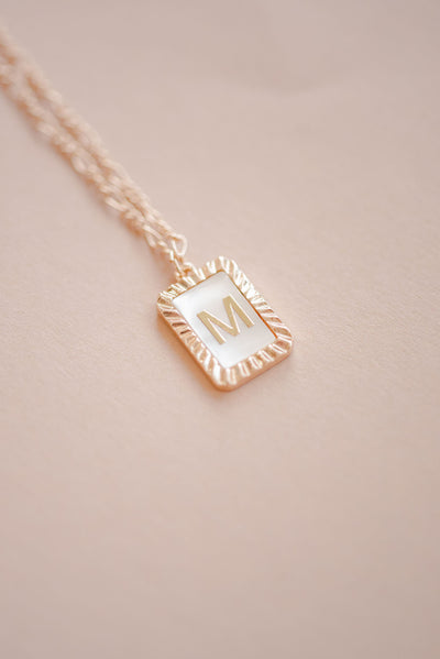 Art Deco Initial Necklace | Pearl & Gold - Poppy and Stella