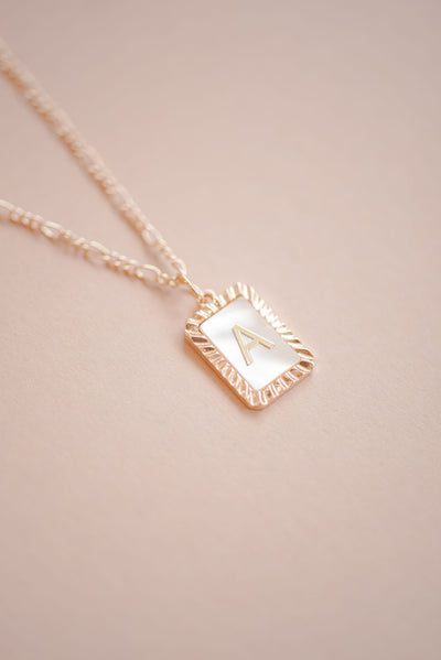 Art Deco Initial Necklace | Pearl & Gold - Poppy and Stella