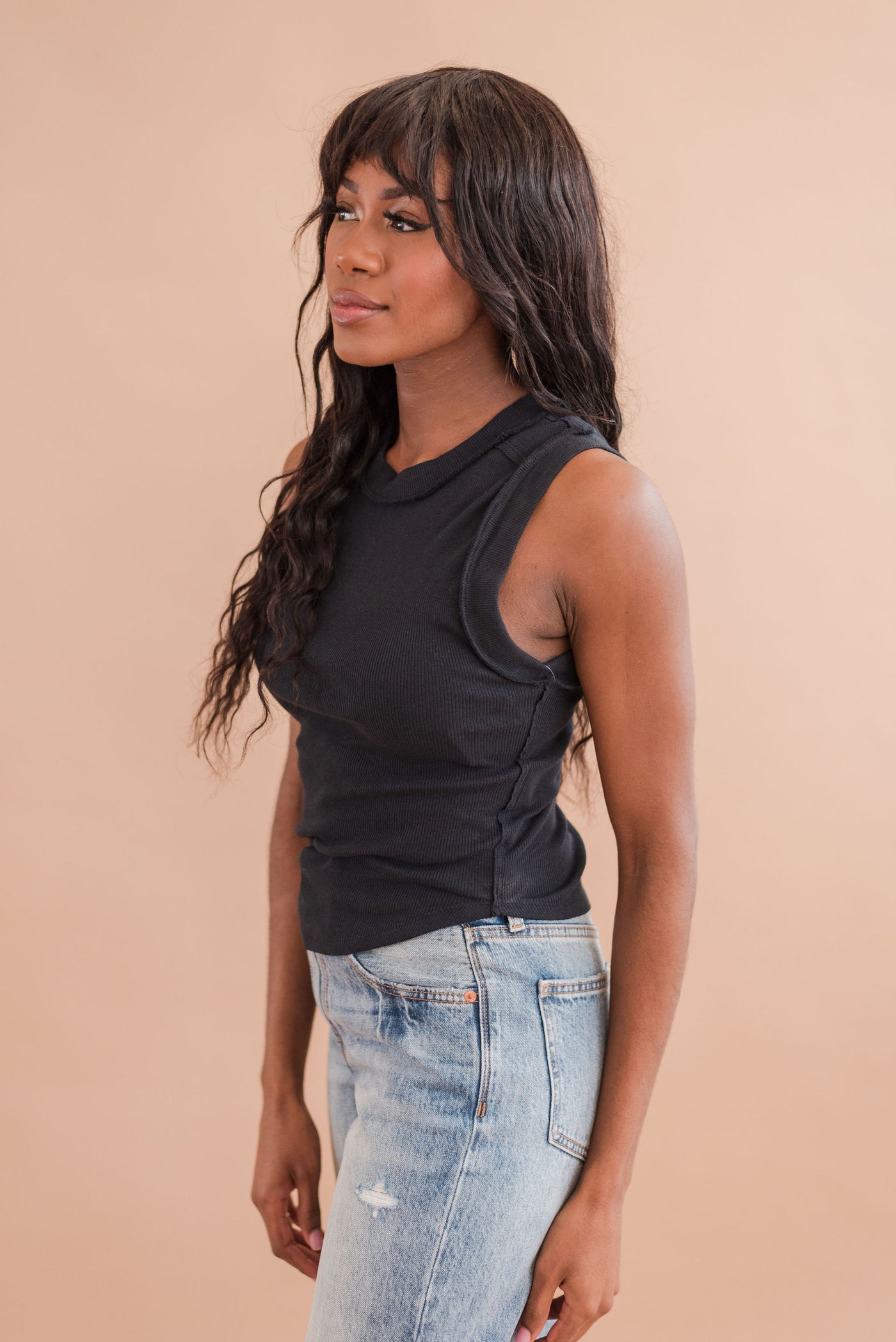 Free People | Kate Tee Tank Top | black