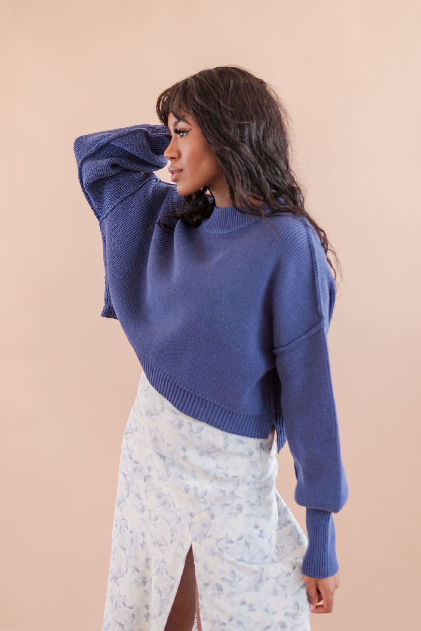 Free People | Easy Street Crop Pullover | Blue Depth