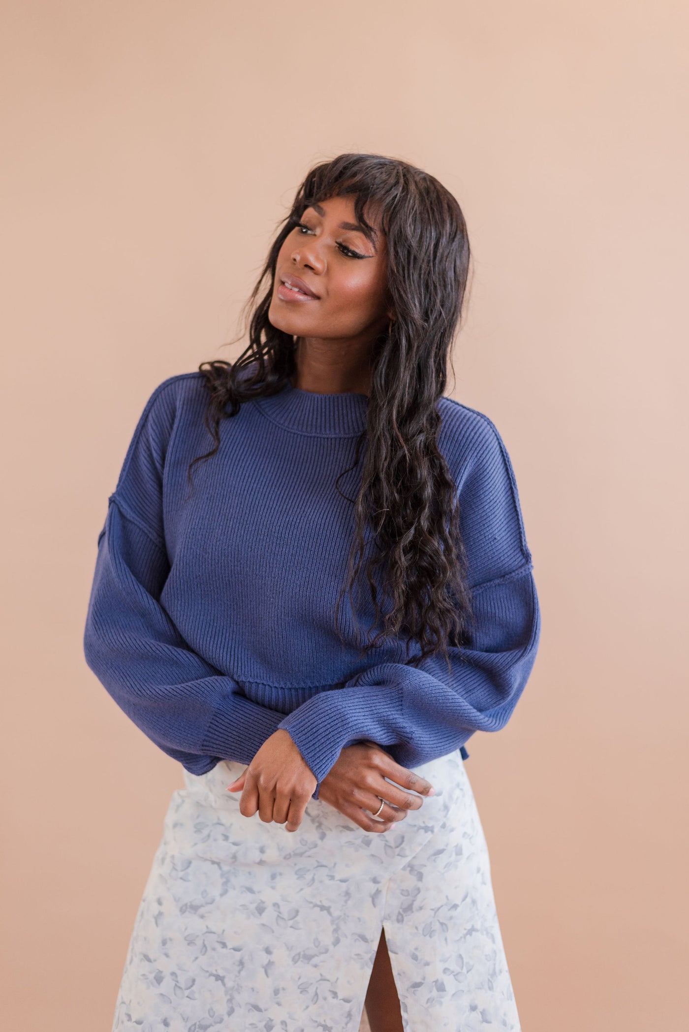 Free People | Easy Street Crop Pullover | Blue Depth