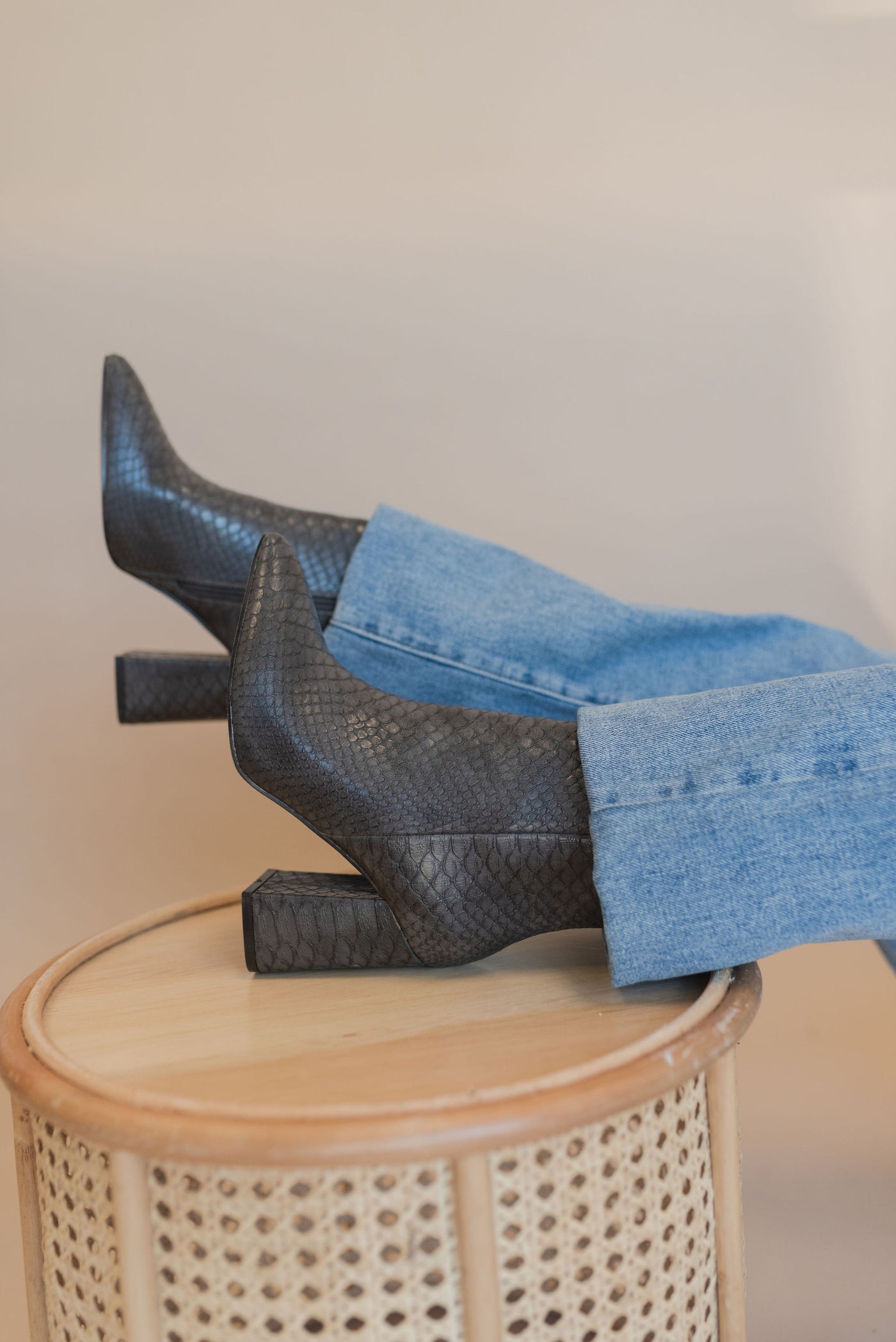 Shu Shop | Veronica Ankle Boots | Grey Snake - Poppy and Stella