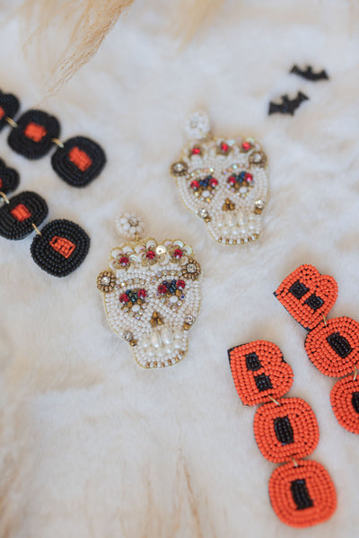 Sugar Skull Beaded Earrings - Poppy and Stella