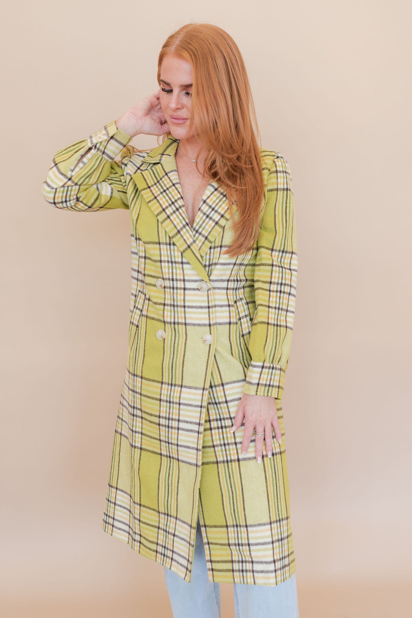 Greylin | Tess Plaid Trench Coat | Pistachio - Poppy and Stella