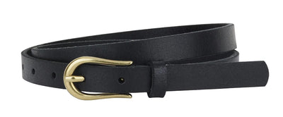 Skinny Equestrian Leather Belt | Black - Poppy and Stella